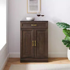 Meuble de rangement de cuisine de 36 po Coffee : étagères réglables, cadre en MDF, placage bois, 2 portes, 1 tiroir