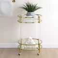 2-Tier Acrylic Round Glass Bar Cart in Glass/Gold