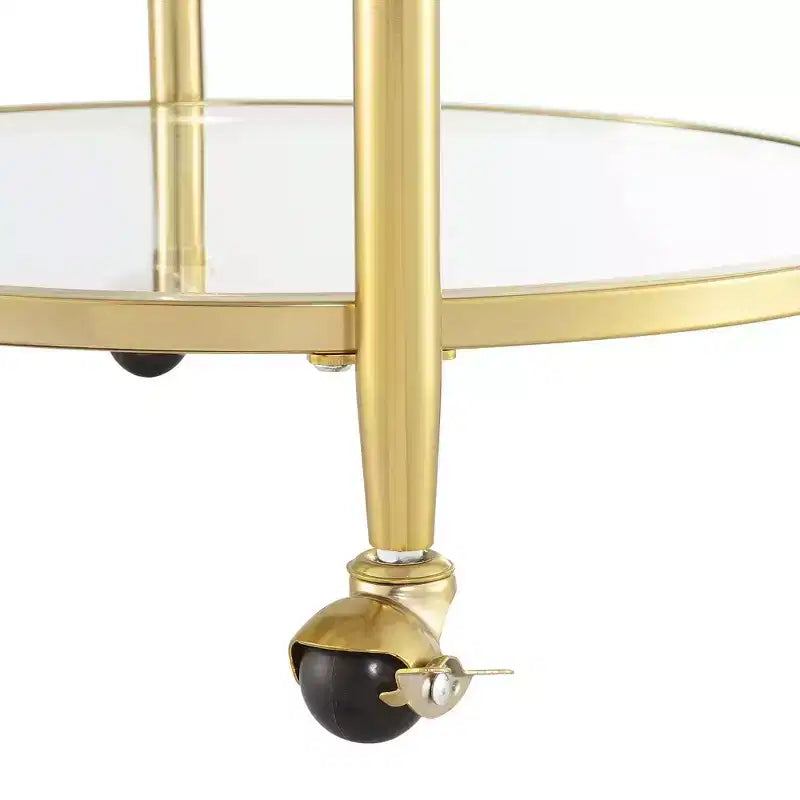 2-Tier Acrylic Round Glass Bar Cart in Glass/Gold
