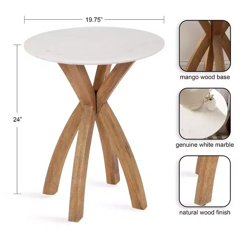 Round Wood Side Table, 20x20x24, Natural