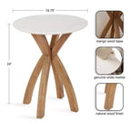 Table d'appoint ronde en bois, 20x20x24, Naturel