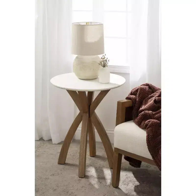 Round Wood Side Table, 20x20x24, Natural