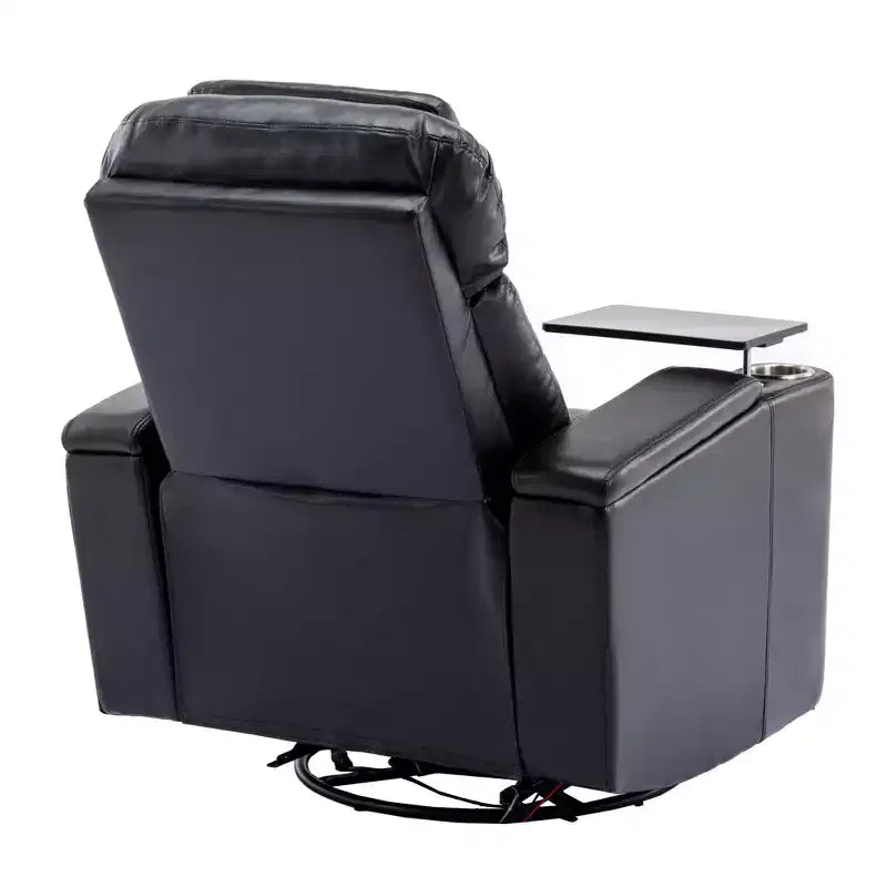 Electric Recliner Chair, 270° Swivel Accent Chair with Storage Arm, LED Light, Cup Holder, Swivel Tray Table and Phone Holder