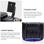 Fauteuil inclinable électrique, pivotant à 270° avec accoudoir de rangement, lumière LED, porte-gobelet, tablette pivotante et support de téléphone