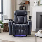 Fauteuil inclinable électrique, pivotant à 270° avec accoudoir de rangement, lumière LED, porte-gobelet, tablette pivotante et support de téléphone