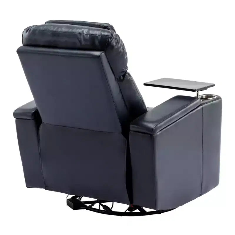 Electric Recliner Chair, 270° Swivel Accent Chair with Storage Arm, LED Light, Cup Holder, Swivel Tray Table and Phone Holder
