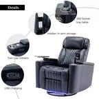 Fauteuil inclinable électrique, pivotant à 270° avec accoudoir de rangement, lumière LED, porte-gobelet, tablette pivotante et support de téléphone