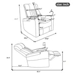 Fauteuil inclinable électrique, pivotant à 270° avec accoudoir de rangement, lumière LED, porte-gobelet, tablette pivotante et support de téléphone