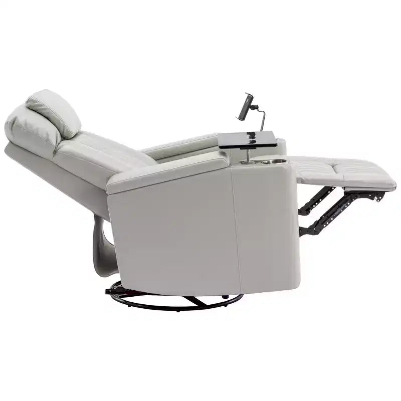 Electric Recliner Chair, 270° Swivel Accent Chair with Storage Arm, LED Light, Cup Holder, Swivel Tray Table and Phone Holder