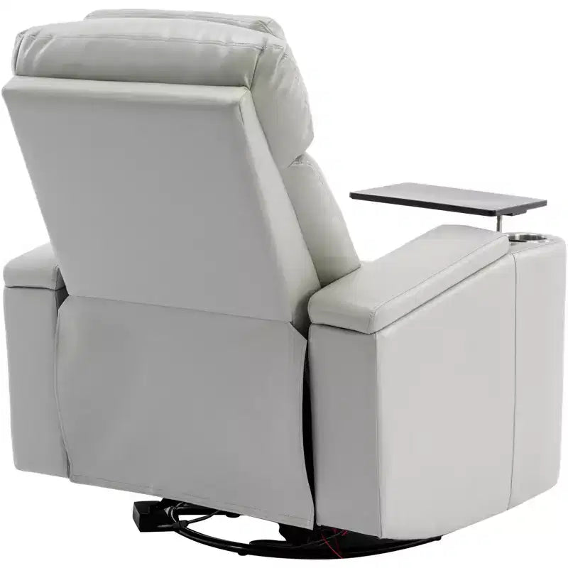 Electric Recliner Chair, 270° Swivel Accent Chair with Storage Arm, LED Light, Cup Holder, Swivel Tray Table and Phone Holder