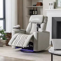 Electric Recliner Chair, 270 Swivel Accent Chair with Storage Arm, LED Light, Cup Holder, Swivel Tray Table and Phone Holder - ModernLuxe