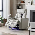 Electric Recliner Chair, 270 Swivel Accent Chair with Storage Arm, LED Light, Cup Holder, Swivel Tray Table and Phone Holder - ModernLuxe