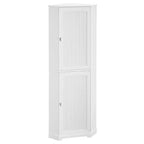 Meuble de Rangement Haut d'Angle, Meuble de Rangement avec 2 Portes et 4 Étagères Réglables, Blanc