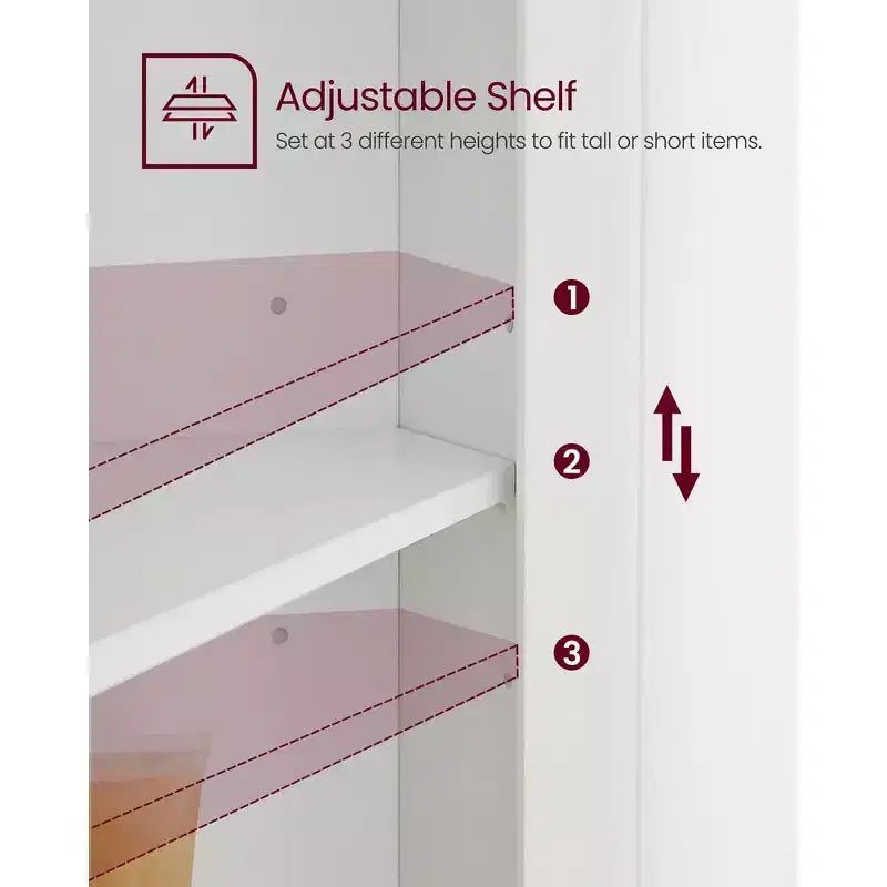 Tall Corner Cabinet, Storage Cabinet with 2 Doors and 4 Adjustable Shelves, White