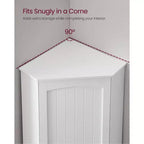 Meuble de Rangement Haut d'Angle, Meuble de Rangement avec 2 Portes et 4 Étagères Réglables, Blanc