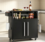 Chariot de service extérieur noir robuste avec roues et rangement – Table de préparation de barbecue à 2 niveaux pour patio